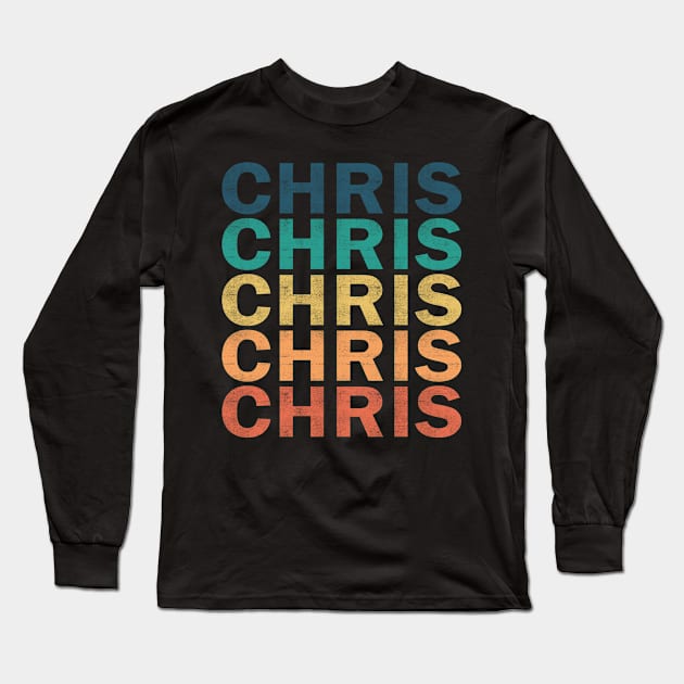 Chris Name T Shirt - Chris Vintage Retro Name Gift Item Tee Long Sleeve T-Shirt by henrietacharthadfield